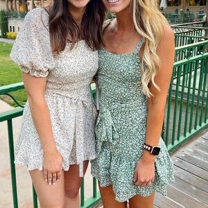 Green & white sundress